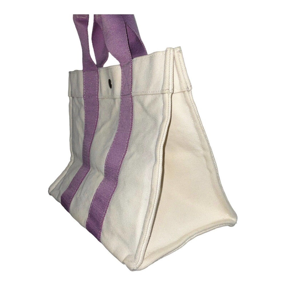 Hermes Bora Bora Canvas Tote Bag Ivory Purple - Picture 4 of 15